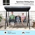 thumbnail image 4 of Gymax 3-Seat Patio Swing Chair w/ Adjustable Canopy Thickened Cushions Pillow Outdooor Gray, 4 of 8