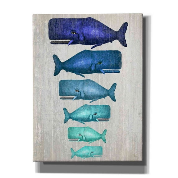 Epic Graffiti 'Whale Family Blue On White' by Fab Funky Canvas Wall Art, 40"x54"