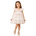 thumbnail image 2 of Lullu Girls Floral Embroidery Tulle Dress Flutter Sleeve Party Princess Dress, Sizes 1-6, 2 of 5