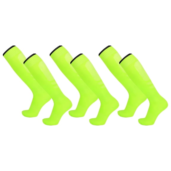TELOLY Kids Toddler Soccer Socks 3 Pairs Knee High Striped Tube Socks For 5-12 Years Old Unisex Breathable Sports Running or Training