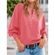 thumbnail image 5 of Suéter de Cuello Redondo con Botones para Mujer, Larga, Estilo Henley, Ideal para Otoño. Camisetas Tipo Pullover de Punto Suelto y Moderno. Rojo XXL, 5 of 7