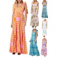 thumbnail image 5 of Michellecmm Women Cami Dress Plaid/Print Tie-Up Shoulder Straps Sleeveless Backless Dress Long Dress Party Dress, 5 of 9