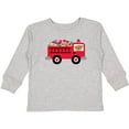 thumbnail image 3 of Inktastic Valentine Fire Truck Heart Bear Boys or Girls Long Sleeve Toddler T-Shirt, 3 of 5