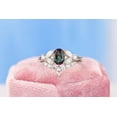thumbnail image 4 of Rhodium Plated Silver Dainty Alexandrite Ring Set, 1Ct Oval Cut Alexandrite Ring Set, Silver Ring Unique Curved Marquise Cut Ring Set, Size 7, 4 of 5