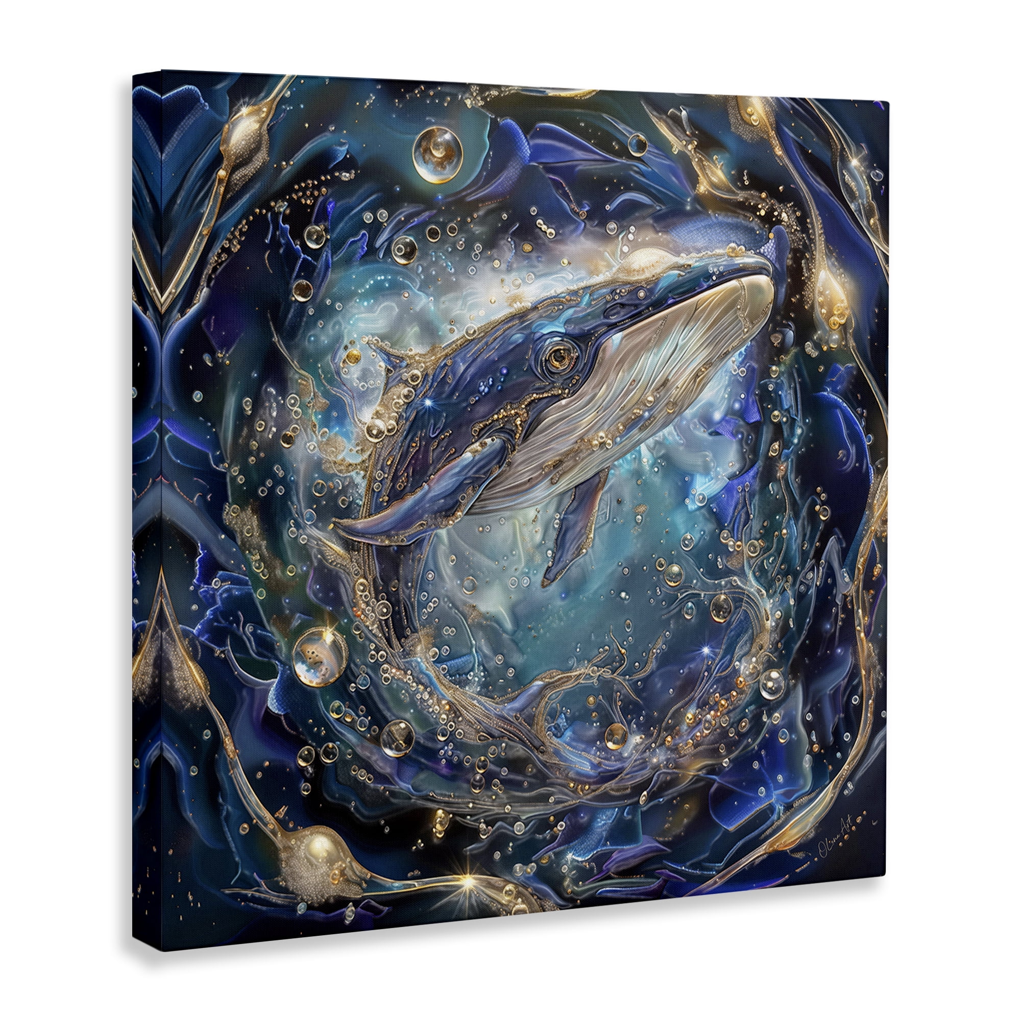 Stupell Industries Echoes Of Abyss Whale Animals & Insects Painting Gallery Wrapped Canvas Art Print Wall Art, 24 x 24