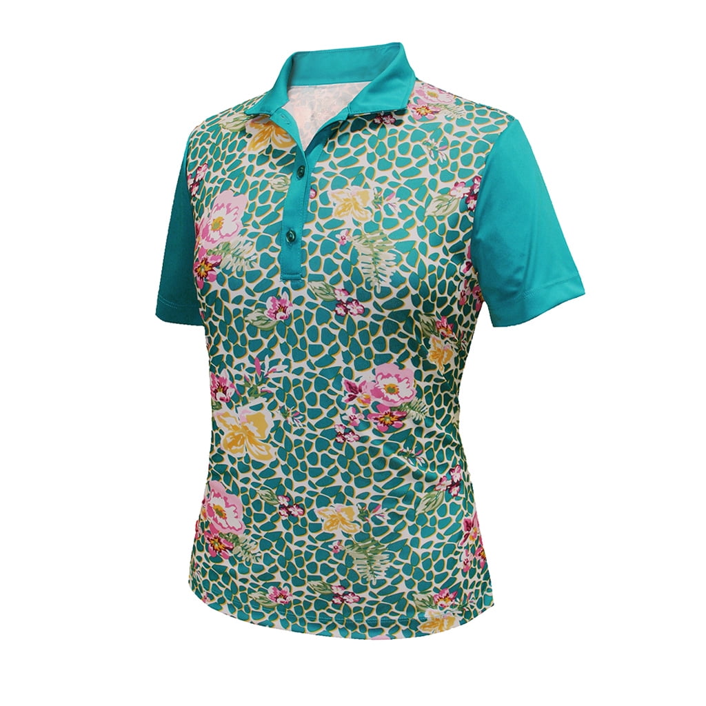 Monterey Club Women's Vivid Print Block Golf Polo Shirt #2364 - Walmart.com