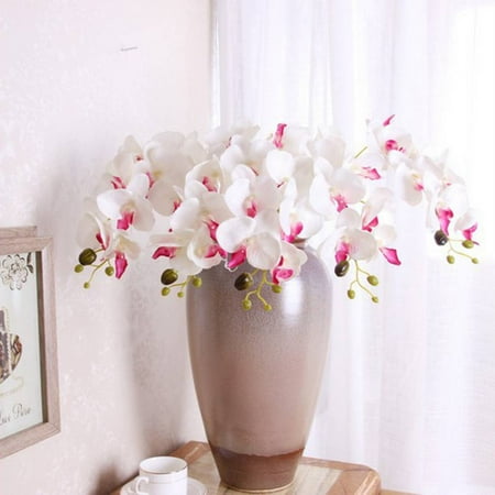 Holiday Clearance Silk Artificial Flowers Phalaenopsis Orchid Flower Stem Bouquet Party Home Garden