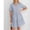 Blue, variant on FDGIU Women's V Neck Striped Ruffle Short Sleeve Tiered A Line Mini Dress, Casual Summer Swing Babydoll Short Dress