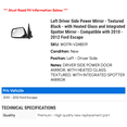 thumbnail image 2 of Left Driver Side Power Mirror - Textured Black - with Heated Glass and Integrated Spotter Mirror - Compatible with 2010 - 2012 Ford Escape 2011, 2 of 2