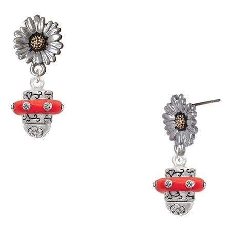 Delight Jewelry Silver-tone Crystal Red Spinner – Two-tone Daisy Flower Post Earrings Delight Jewelry Silver-tone Crystal Red Spinner – Two-tone Daisy Flower Post Earrings