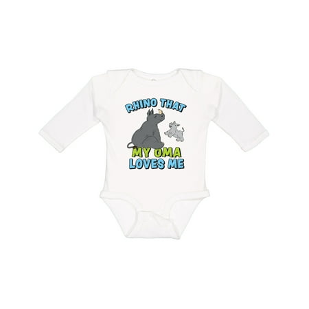 

Inktastic Rhino That My Oma Loves Me with Cute Rhinos Gift Baby Boy or Baby Girl Long Sleeve Bodysuit