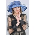 thumbnail image 4 of Women Large Flower Tea Party Fascinator Hat Church Cocktail Easter British Organza Dress Hat Cap Headpieces, 4 of 6