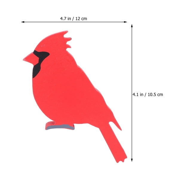 GOOHOCHY 4Pcs Decorative Birds Home Decor Red Wood Bird Shaped Ornaments for Desktop 12x0.39in
