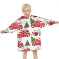 thumbnail image 3 of Red Christmas Car Pattern Blanket Hoodies for Kids 6-13YR Oversize Wearable Blanket Hoodies for Boys Girls Teens, 3 of 7