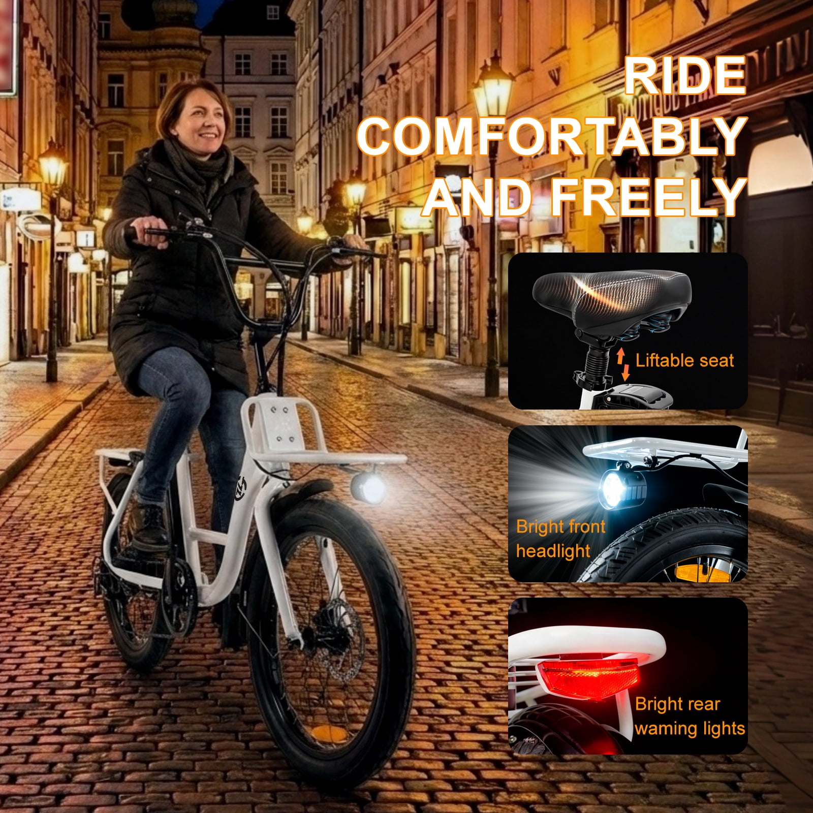 Zoonlai Electric Bike for Adults,750W Motor 48V 10Ah Removable Battery,20" Fat Tire,City Urban Commuting Bicycles,UL2849