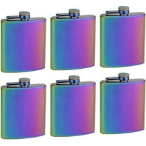 Gifts Infinity® 8oz Hip Stainless Rainbow Flask Set of 6