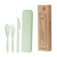 thumbnail image 1 of Juego de utensilios de viaje, vajilla reutilizable, portátil, para niños, juego de cubiertos ligeros Verde, 1 of 9