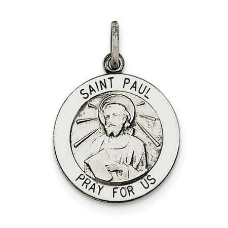 Sterling Silver Engravable Antiqued Saint Paul Medal