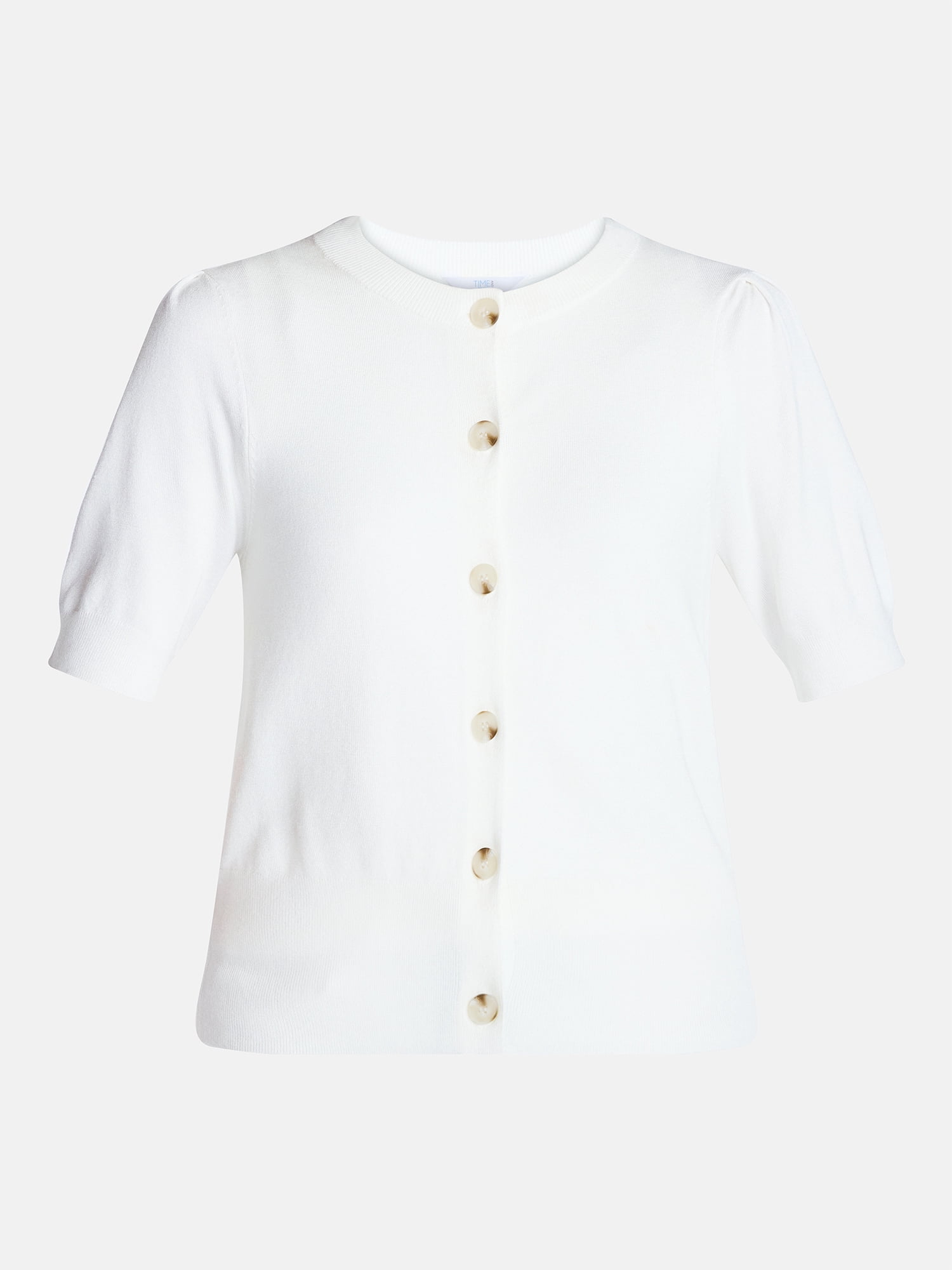 Time and Tru Woman's Crew Cardigan with Short Sleeves, Sizes XS-XXXL