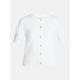 thumbnail image 7 of Time and Tru Woman's Crew Cardigan with Short Sleeves, Sizes XS-XXXL, 7 of 7
