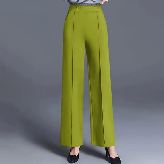 Kinrui Office Dress Pants for Women Stretch High Waisted Casual Business Long Trousers with Pockets Army Green XL