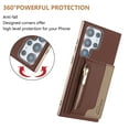 thumbnail image 3 of ELEHOLD Case for Samsung Galaxy S22 Ultra, 2-in-1 Detachable Magnetic Zipper Leather Wallet Case with Card Holder, RFID Blocking Folio Flip Cover,Brown, 3 of 5