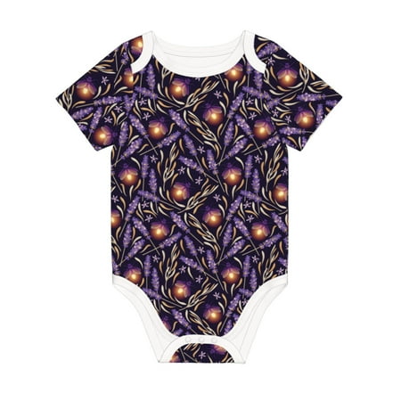 

Coaee Lavender Flowers for Soft Cotton Baby Short-Sleeve Bodysuit Baby Girls Boys Bodysuit Romper
