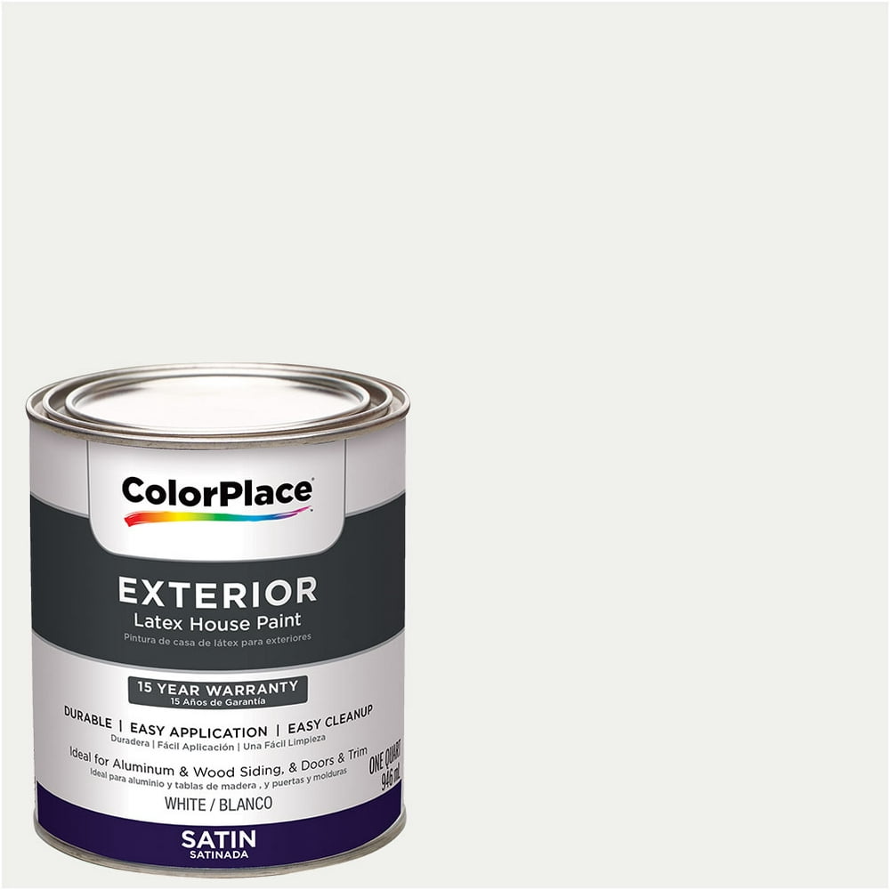 ColorPlace Exterior Paint, White, Satin, 1 Quart - Walmart.com ...