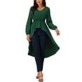 thumbnail image 2 of INSPIRE CHIC Women's High Low Tops Long Sleeve V Neck Elastic Waist Asymmetrical Irregular Hem Casual Tops Blouse, 2 of 4