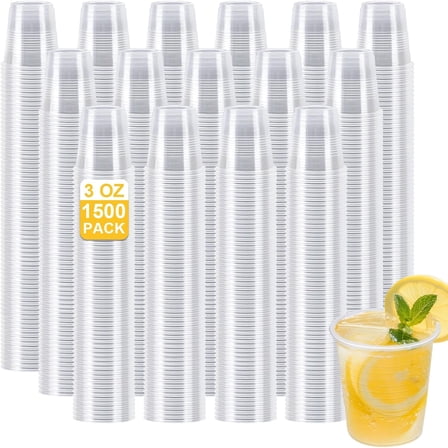 1500 Pack 3 oz Clear Plastic Cups, Small Bathroom Cups, Disposable Mouthwash Cup, Cold Party Drinking Cup, Perfect for Whiskey, Juice, Soda, Coffee