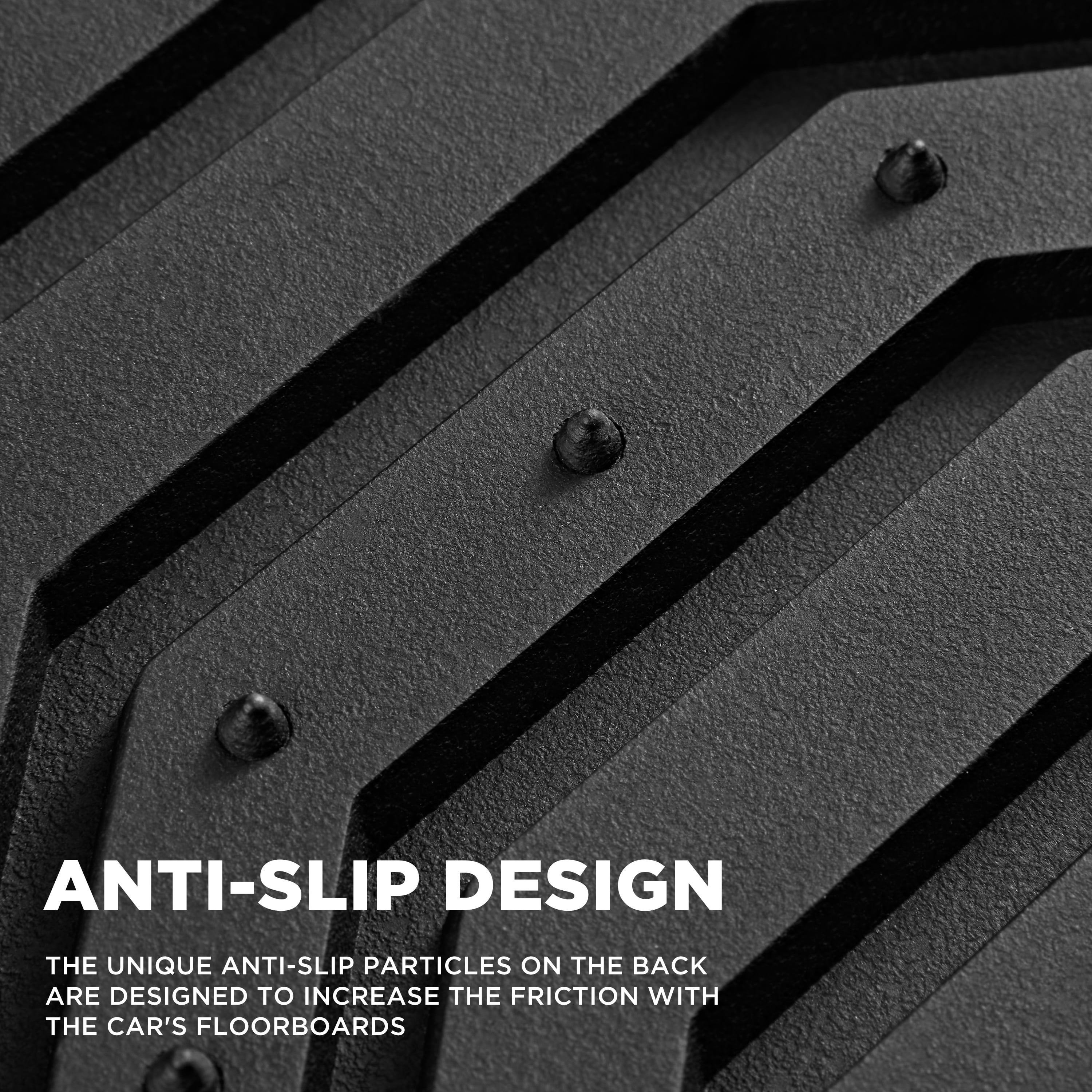 Auto Drive 4Piece Rubber Car Floor Mats Carbon Fiber Black - Universal Fit, 24WM17