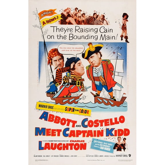 Abbott And Costello Meet Captain Kidd Us Poster Art From Left: Bud Abbott Lou Costello Charles Laughton 1952 Movie Poster Masterprint (11 x 17)