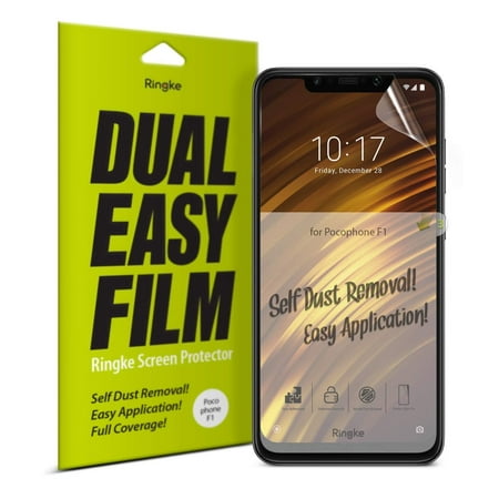 Xiaomi Pocophone F1 Screen Protector, Ringke [Dual Easy Full Coverage] [2 Pack] High Resolution [Anti-Smudge Coating] Easy Application Case Friendly Film Protector for Poco F1 (2018)