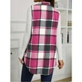 thumbnail image 2 of jinghuiyue Womens Plaid Vest Button Down Sleeveless Lapel Neck Long Vest Tops Outerwear Casual Flannel Waistcoat Jackets M, 2 of 6