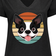 thumbnail image 4 of Inktastic Boston Terrier Dog Retro Sunset Women's Plus Size V-Neck T-Shirt, 4 of 5