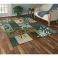 Mainstays Traditional Leaf Block Blue Brown Print Indoor Area Rug, 5' x