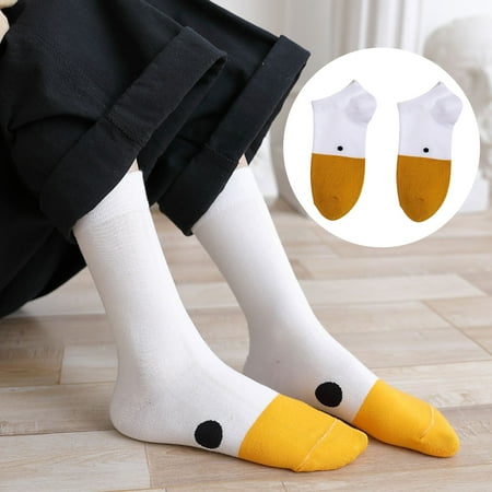 

AYYUFE 1 Pair Women Socks Duck Head Contrast Colors Cartoon Animal Japanese Style Middle Tube Socks for Daily Wear