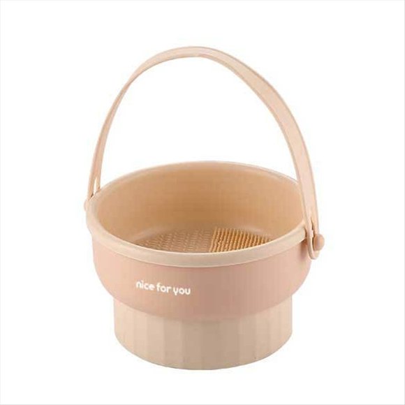 Estera Limpiadora de Brochas de Maquillaje , Cuenco de Limpieza de Brochas de Maquillaje de Silicona con Soporte de Secado, Herramienta de Limpieza, Albaricoque