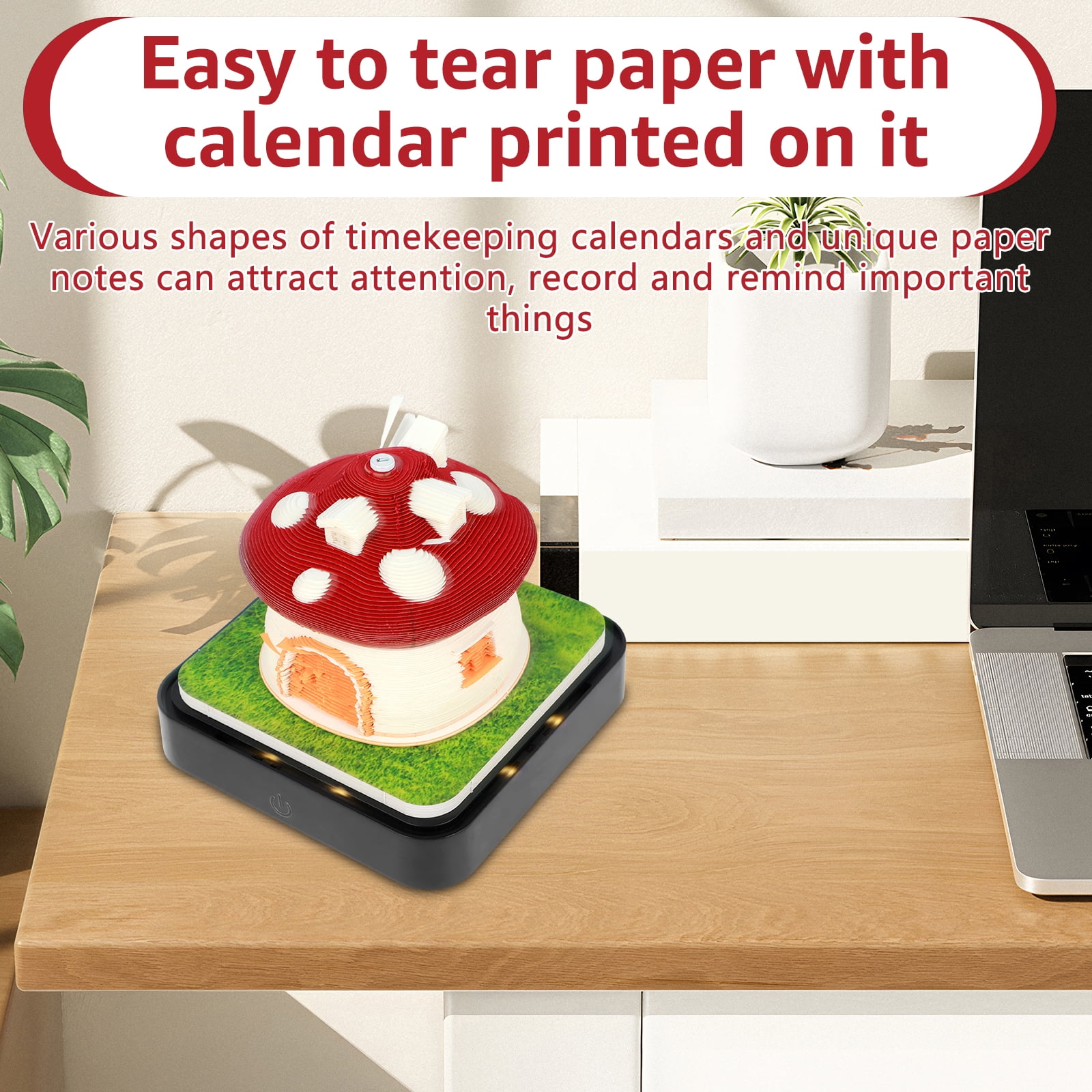 3D Calendar 2026 with LED Light Tear Away Paper Art Notepad Desk Time Piece Calendar with Acrylic Box Creative Present