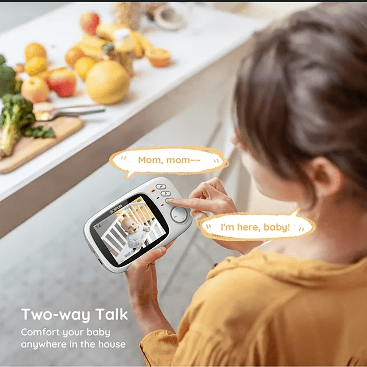 BOIFUN Baby Monitor with Camera and Audio, No WiFi, VOX Mode, Night Vision, 3.2'' HD Screen, Two-Way Audio, Baby Camera