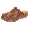 thumbnail image 7 of Mules for Women Thick Sole Orthopedic Sandals Splice Leather Closed Round Toe Hollow out Slip on Slides Walking Shoes Brown Size 7.5, 7 of 7