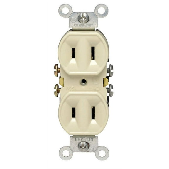 Leviton 223-I Duplex Non-Grounding Traditional Straight Blade Receptacle 125 VAC 15 A 2 Poles 2 Wires Ivory