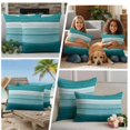 thumbnail image 4 of Outdoor Pillow Covers 24x24 Set of 2, Teal Green Ombre Stripes Waterproof Patio Throw Pillow Covers for Couch Sofa Chair, Modern Farmhouse Lines Art Decorative Pillowcases for Throw Pillows, 4 of 9