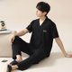 thumbnail image 1 of Pijamas finos de algodón de verano para hombre, pantalones largos de manga corta, conjunto de ropa para el hogar, ropa de dormir cómoda y transpirable de talla grande, 1 of 5