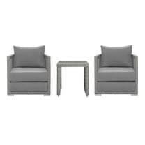 Modway Aura 3 Piece Outdoor Patio Wicker Rattan Set in Gray Gray