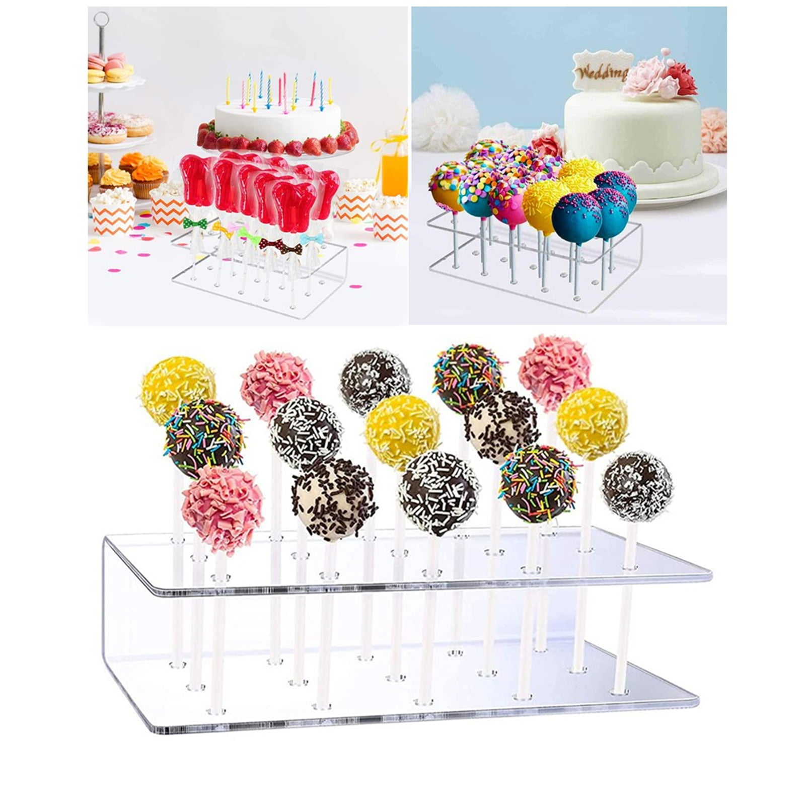 60 Hole Wooden Lollipop Holder Candy Table Display Decorative Dessert Stand for Wedding Birthday Baby Shower Parties Sturdy and Easy to Assemble Nangor Wood Cake Pop Stand