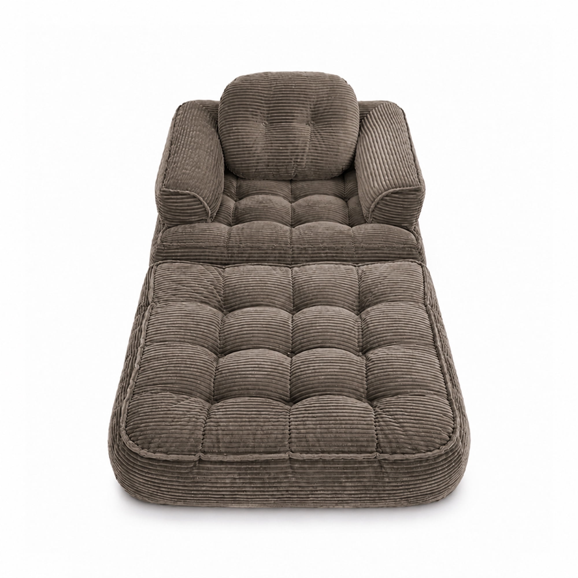 Folding Sofa Bed 66.9 Inch with Corduroy Fabric and Armrest, Convertible Sleeper Sofa and 2-in-1 Portable Bed with Pillows for Living Room, Coffee