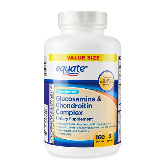 Equate Triple Strength Glucosamine & Chondroitin Complex Tablets Dietary Supplement, 160 Count, Compare to Osteo Bi-Flex® Triple Strength