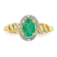 thumbnail image 5 of 10K Yellow Gold Ring Band with Stones (05) May Emerald Oval Green Diamond Round, Size 8, 5 of 5