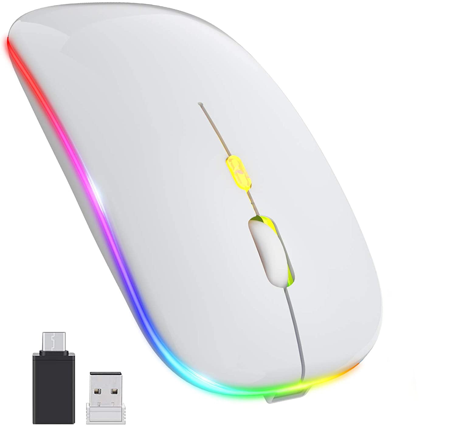 W8 2.4G Wireless Rechargeable Thin Silent Mouse 1600DPI 4 Keys Optical Mice /KT 
